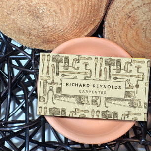 Carte De Visite Outils de menuiserie professionnels sépia vintage