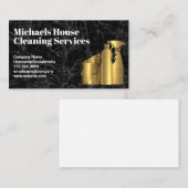 Carte De Visite Outils de nettoyage de la maison | Or | Marbre noi (Devant / Derrière)
