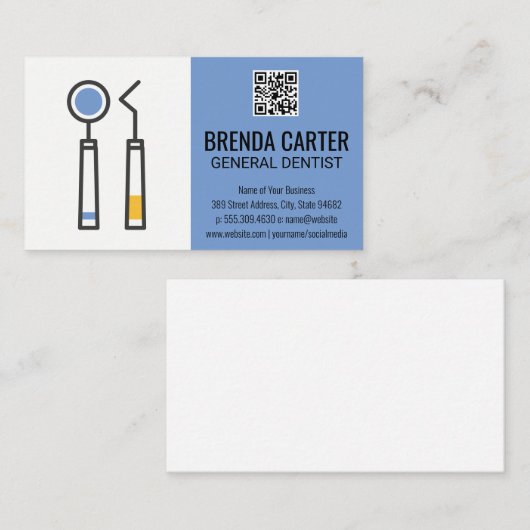 Carte De Visite Outils de nettoyage des dents dentaires | Code d'a (Devant / Derrière)