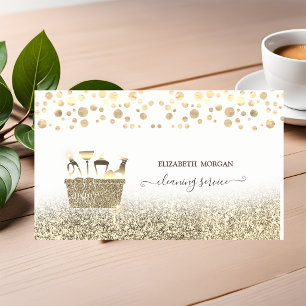 Carte De Visite Outils de nettoyage paillettes dorées Confetti Élé