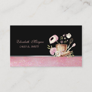 Carte De Visite Outils de pâtisserie élégants et adorables Fleurs