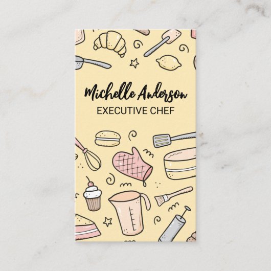 Carte De Visite Outils de pâtisserie et ingrédients (Devant)