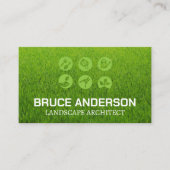 Carte De Visite Outils de paysage Icônes | Arrière - plan d'herbe (Devant)