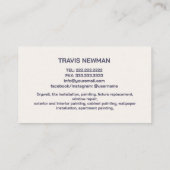 Carte De Visite Outils de peinture Outils de menuisier de menuiser (Dos)