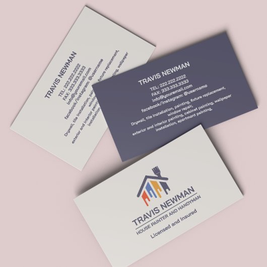 Carte De Visite Outils de peinture Outils de menuisier de menuiser