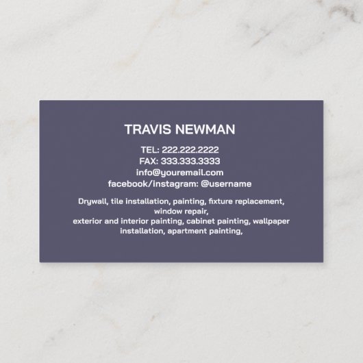 Carte De Visite Outils de peinture Outils de menuisier de menuiser (Dos)