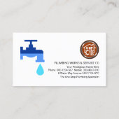 Carte De Visite Outils de plomberie sur les gouttes d'eau bleues (Dos)