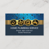 Carte De Visite Outils de plomberie sur les gouttes d'eau bleues (Devant)