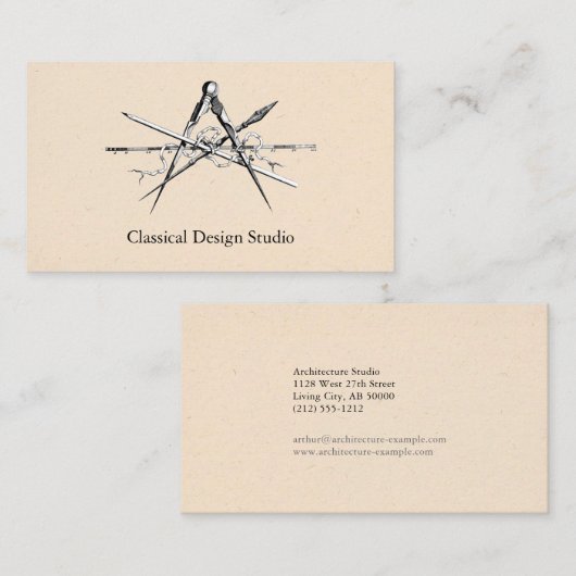 Carte De Visite Outils de rédaction d'architecture traditionnelle (Devant / Derrière)