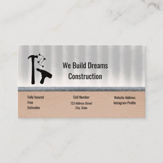 Carte De Visite Outils de rénovateurs de construction (Devant)