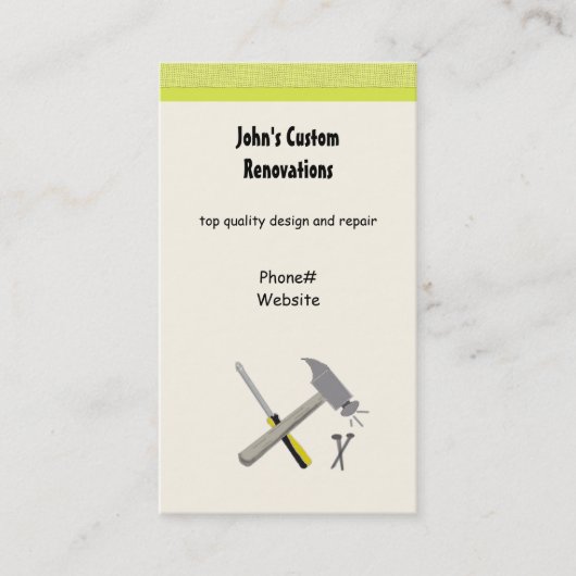 Carte De Visite Outils de rénovation et de construction sur mesure (Devant)