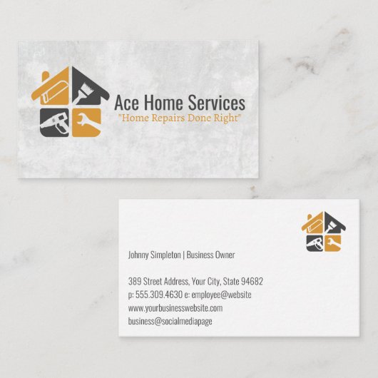 Carte De Visite Outils de réparation à domicile | Entrepreneur gén (Devant / Derrière)