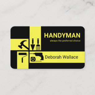 Carte De Visite Outils de réparation de bricolage à croix jaune