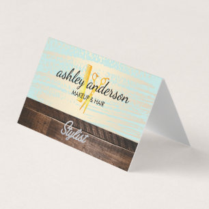 Carte De Visite Outils de salon avec garniture en bois doré brossé