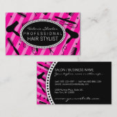 Carte De Visite Outils de salon de coiffure de roses indien et de (Devant / Derrière)