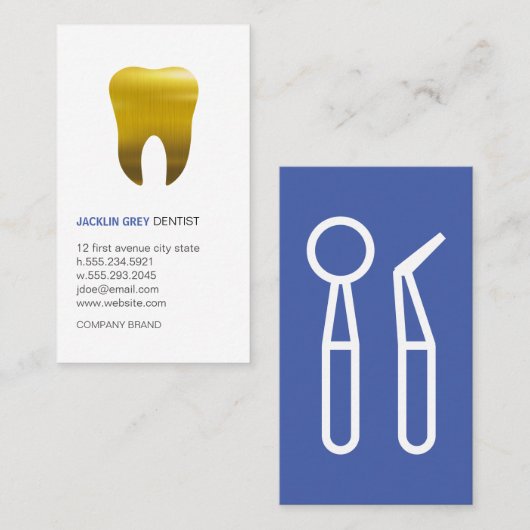 Carte De Visite Outils Dentiste | Gold Tooth (Devant / Derrière)