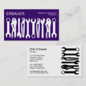 Carte De Visite Outils du commerce - Blanc sur violet profond (Devant / Derrière)