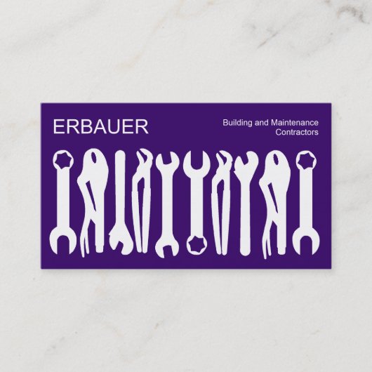 Carte De Visite Outils du commerce - Blanc sur violet profond (Devant)