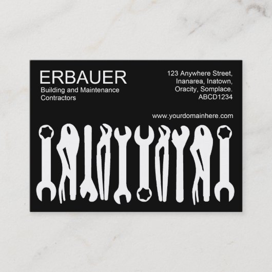 Carte De Visite Outils du commerce (Chubby) - Blanc sur noir (Devant)