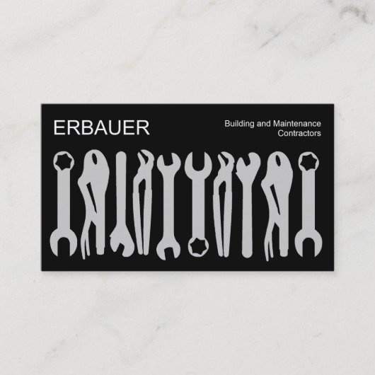 Carte De Visite Outils du commerce - Gris sur noir (Devant)