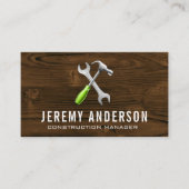 Carte De Visite Outils du marteau à clé | Arrière - plan de bois (Devant)