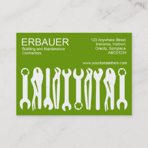 Carte De Visite Outils du métier (Chubby) - Blanc sur Vert