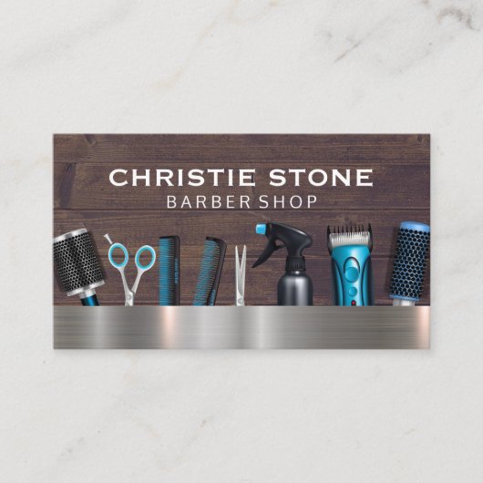 Carte De Visite Outils en barbier à salon | Bois métallique (Devant)
