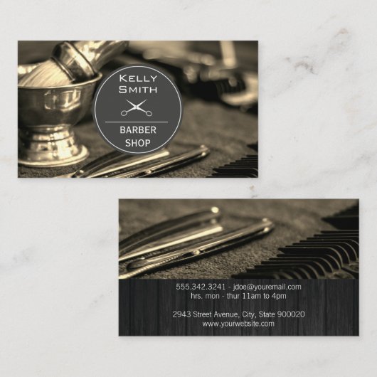 Carte De Visite Outils en barrette | Découpe en bois (Devant / Derrière)