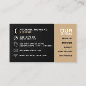 Carte De Visite Outils en or, mécanique automatique et réparations (Dos)