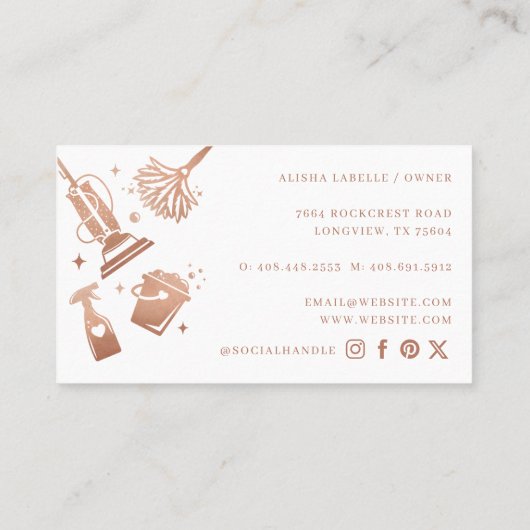 Carte De Visite Outils et fournitures de nettoyage ménager et mais (Dos)