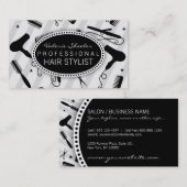 Carte De Visite Outils gris et noirs de salon de coiffure (Devant / Derrière)