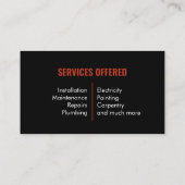 Carte De Visite Outils Handyman (Dos)