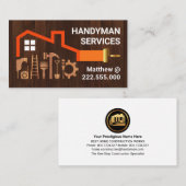 Carte De Visite Outils Handyman Bâtir Sur Le Bois (Devant / Derrière)
