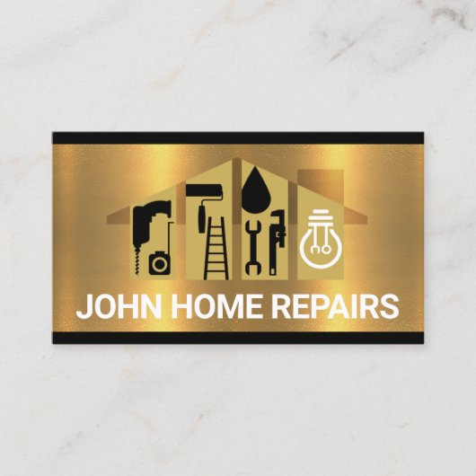 Carte De Visite Outils Handyman Bâtir Sur L'Or (Devant)