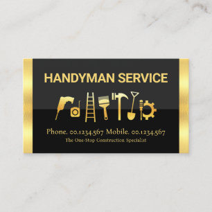 Carte De Visite Outils Handyman Créatifs Avec Grilles Or