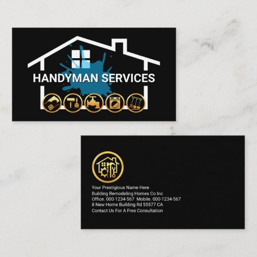 Carte De Visite Outils Handyman de structure (Devant / Derrière)