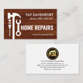 Carte De Visite Outils Handyman Sur Bois De Bois (Devant / Derrière)