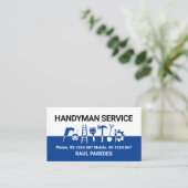 Carte De Visite Outils Handyman Sur Couches Bleues Blances (Debout devant)