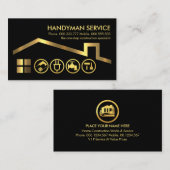 Carte De Visite Outils Handyman Sur Le Toit Or (Devant / Derrière)