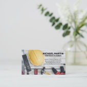 Carte De Visite Outils main de construction sur table en bois (Debout devant)