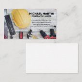 Carte De Visite Outils main de construction sur table en bois (Devant / Derrière)