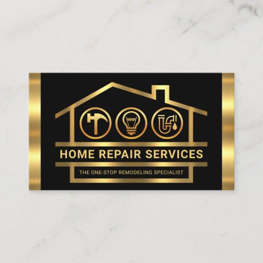 Carte De Visite Outils main pour la structure de construction or (Devant)