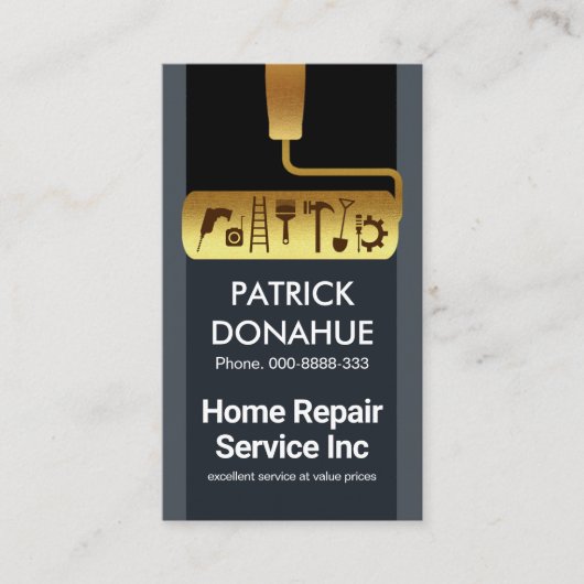 Carte De Visite Outils main pour roulettes d'or (Devant)