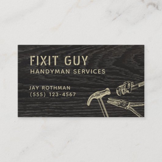 Carte De Visite Outils main rustique, Construction (Devant)