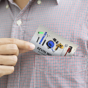 Carte De Visite Outils matériels   Arrière - plan métallique