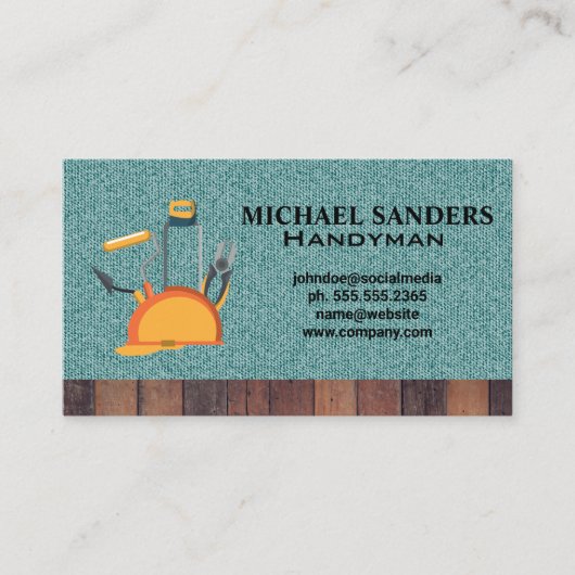 Carte De Visite Outils matériels | Casquette dur de construction (Devant)