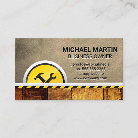 Carte De Visite Outils matériels | Construction | Cuir en bois (Devant)