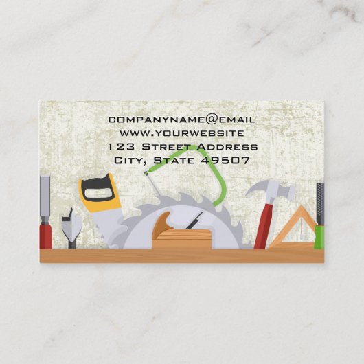 Carte De Visite Outils matériels | Menuiserie | Constructeur (Dos)