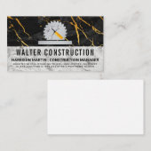 Carte De Visite Outils matériels | scie | Marbre noir | Constructi (Devant / Derrière)