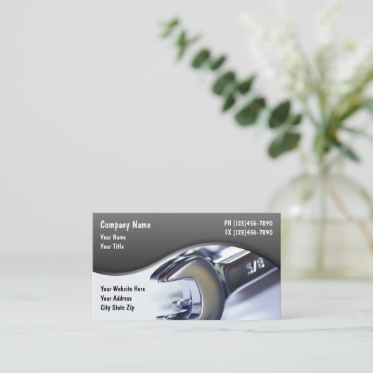 Carte De Visite Outils mécaniques Thème Simple (Debout devant)